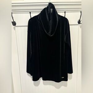 Jones New York Black Velvet Cowl Neck Velveteen Tunic
